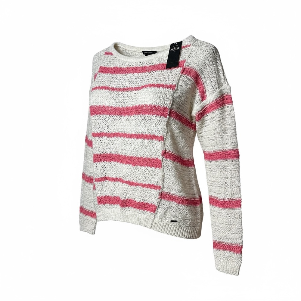Hollister Open Knit Striped Sweater Ivory Pink Size Small NWT